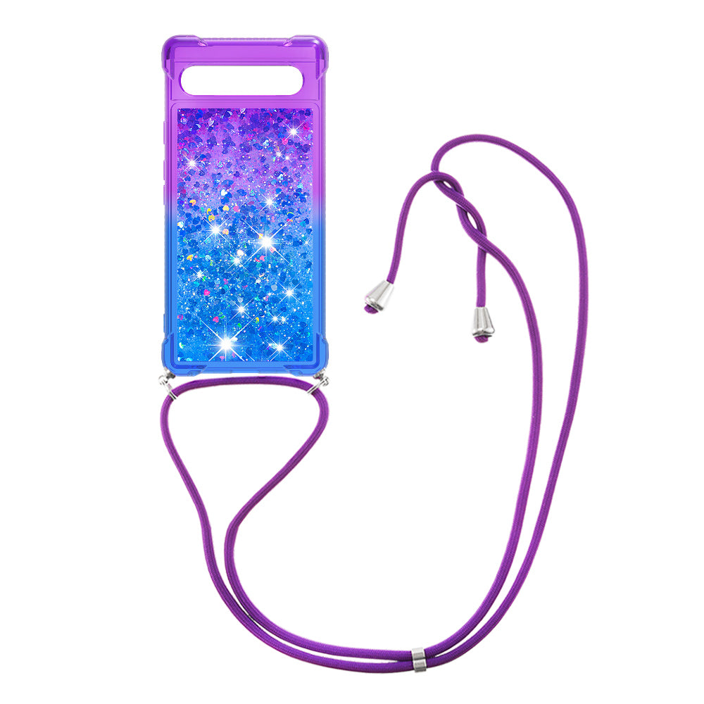 YB Quicksand Series-6 TPU Phone Case for Google Pixel 7a Gradient Color Flowing Liquid Quicksand Shockproof Back Cover with Lanyard YB Quicksand Series-6 TPU Phone Case for Google Pixel 7a Gradient Color Flowing Liquid Quicksand Shockproof Back Cover with Lanyard